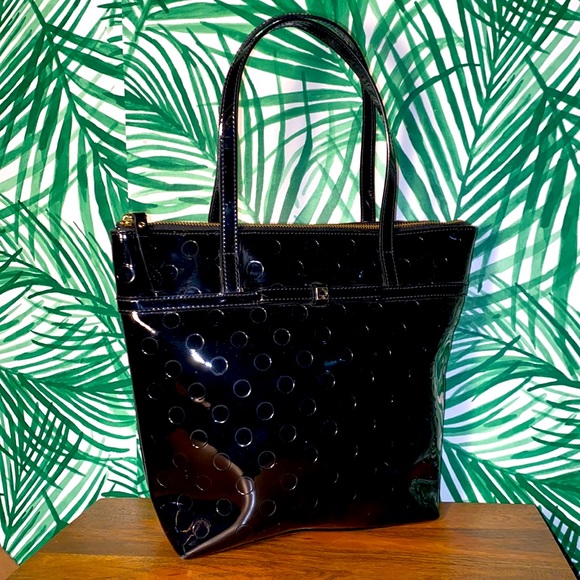 kate spade Handbags - Kate Spade Black PVC Zip Tote Embossed Dot